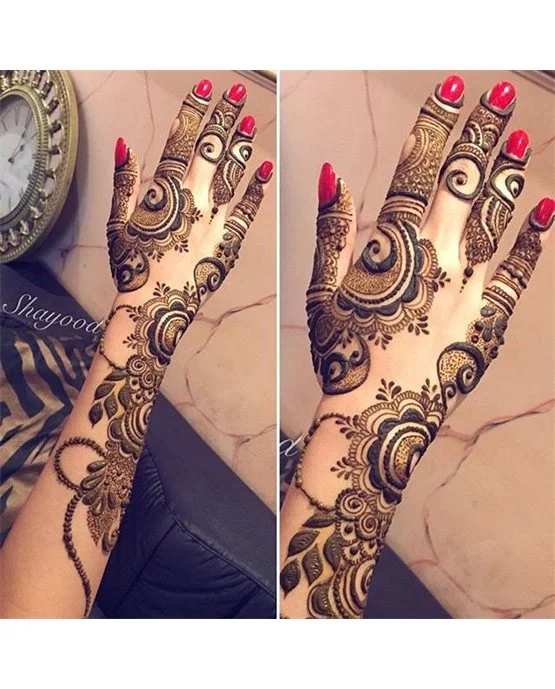 Flowing Symmetry On Cluster Back Hand Mehndi Design Flowing Symmetry On Cluster Back Hand Mehndi Design
